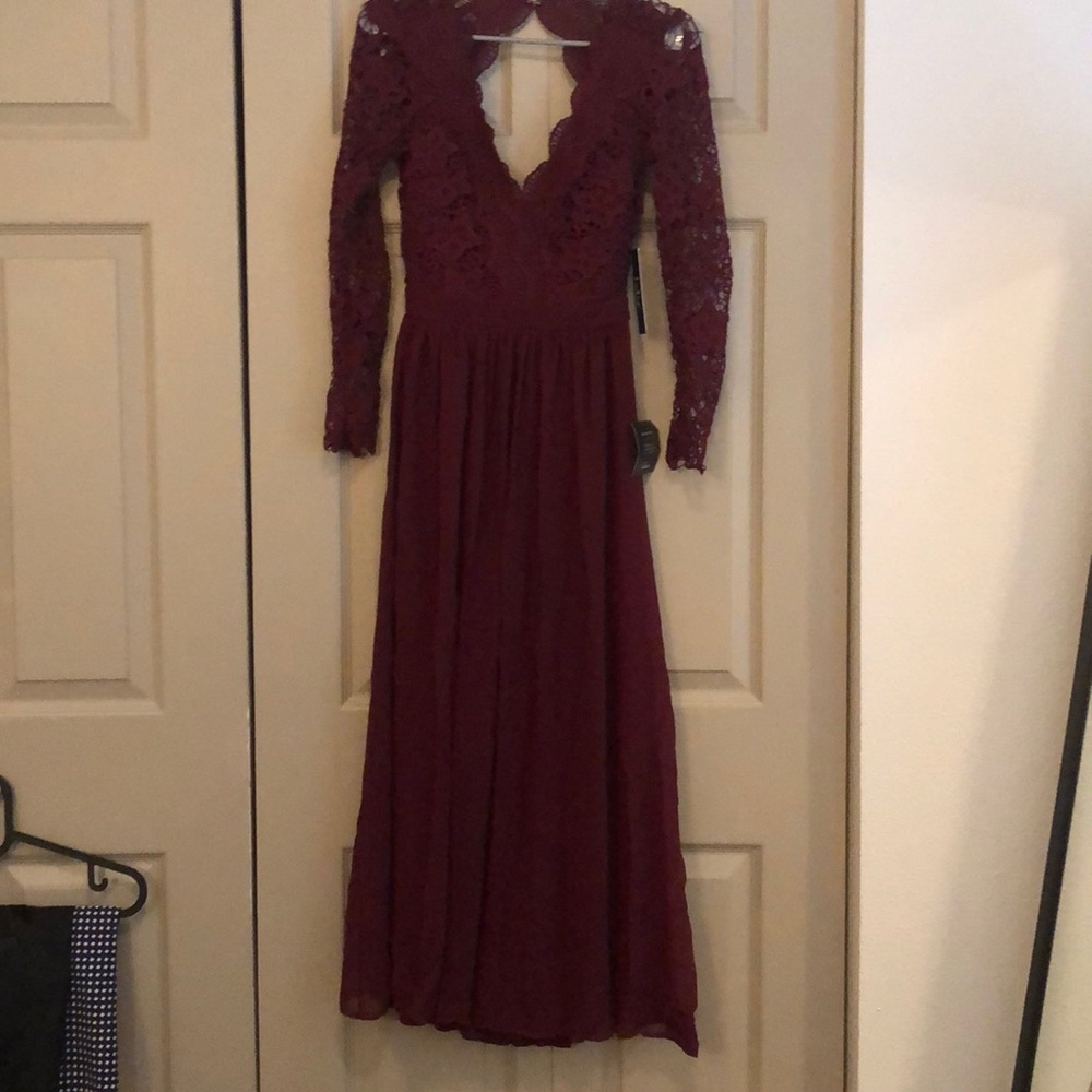 Lulus Lace top Burgundy Dress
